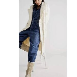 New Free People David Cardi $398 MEDIUM Ivory FUZZY Coatigan